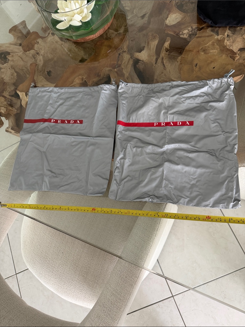 Prada gray dust bags